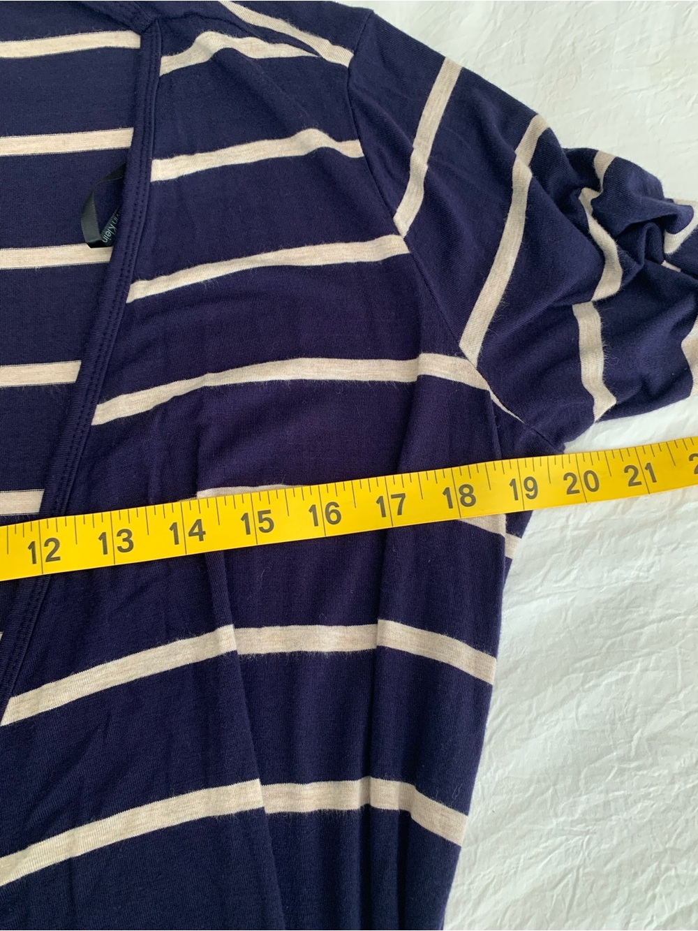 Calvin Klein Navy Tan Striped Wrap Dress 3/4 Sleeve Size 14 - Picture 6 of 8